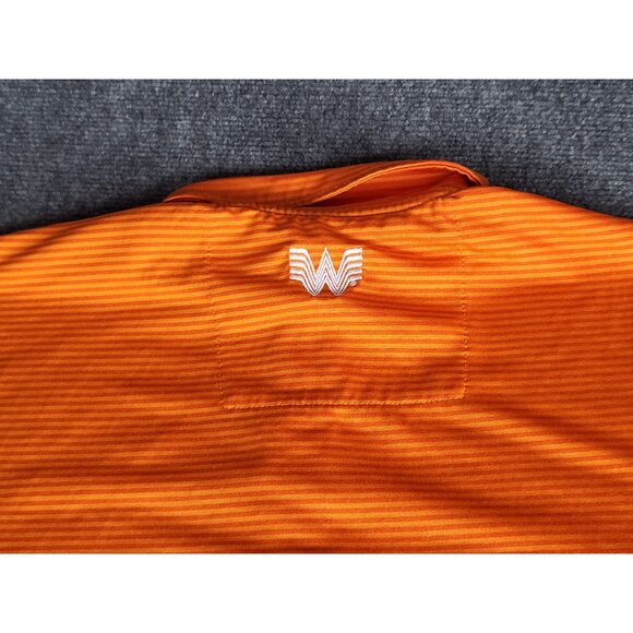 Whataburger Men's Collared‎ Polo Sz M Uniform Orange Striped Employee Workwear - Picture 8 of 8